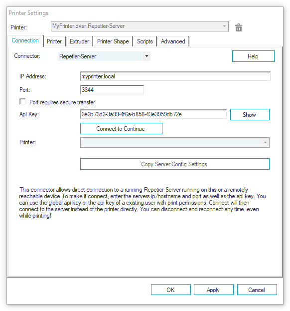 Repetier-Host Printer Settings