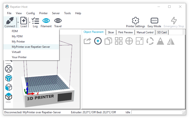 Using the server Repetier-Host