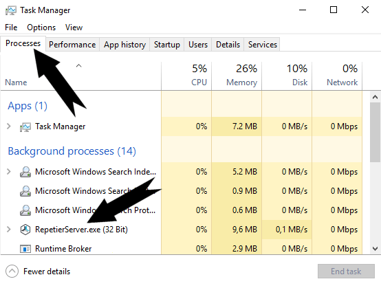 Repetier-Server in Windows Task Manager