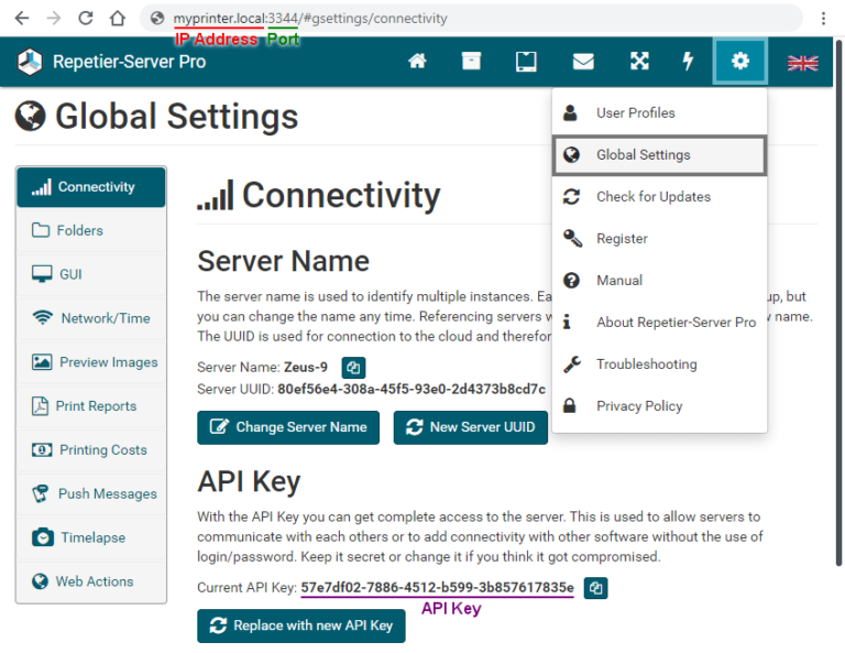 RepetierHost as Frontend RepetierServer